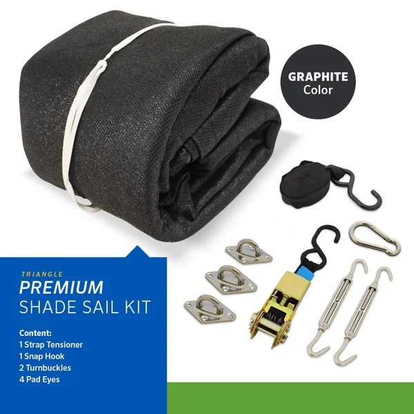 Coolaroo Premium Shade Sail Kit - (16&5x22 Triangle), Graphite