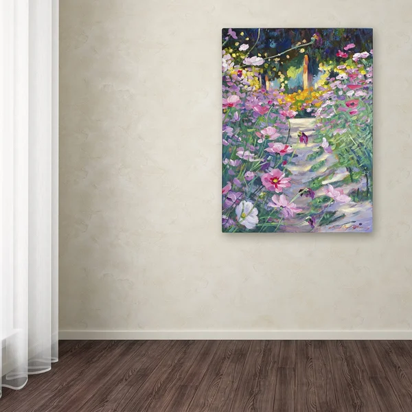 Trademark Fine Art Garden Path of Cosmos Canvas Art by David Lloyd Glover, Size: 18 x 24