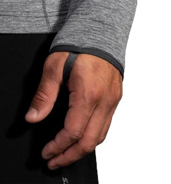 Brooks Men's Notch Thermal Hoodie Heather Asphalt-Black - LG