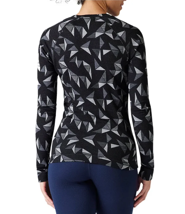 Smartwool Merino 250 Baselayer Pattern Crew - Women's Black Pinwheel, L