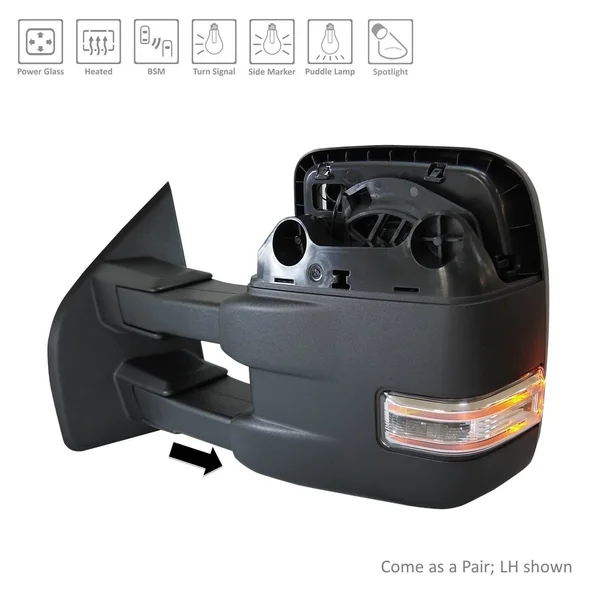Trail Ridge Tow Mirror Power Heat Signal Spotlight Blind Textured Pair for F150