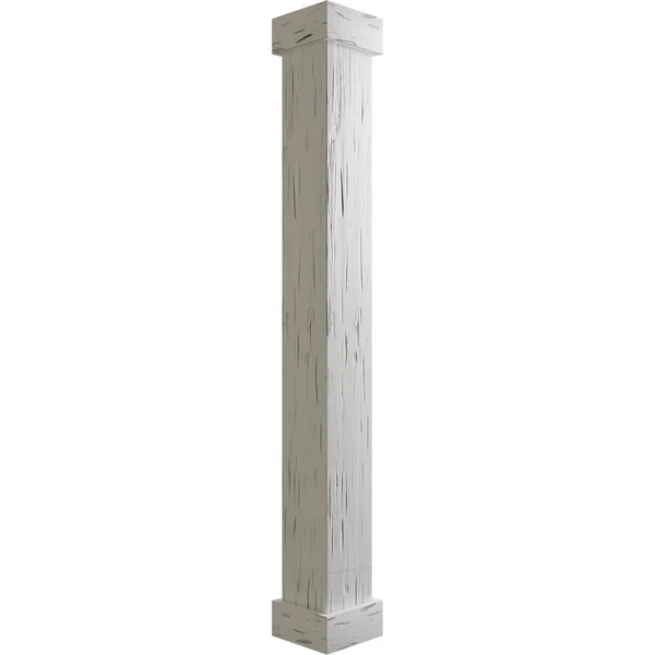 Ekena Millwork COLUPC12X072STUF 12x22W x 6&H Pecky Cypress Endurathane Faux Wood Non-Tapered Square Column Wrap w/ Standard Capi