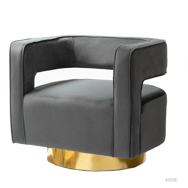 Carisa Upholstered Swivel Barrel Chair with Open Back - Pink