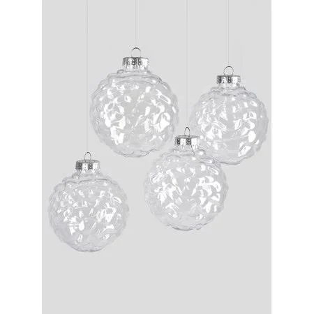 4in Clear Plastic Ornament Balls - Set of 4