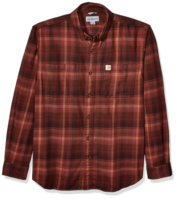 Carhartt Rugged Flex Hamilton Plaid Long Sleeve Shirt, Men's Dark Cedar