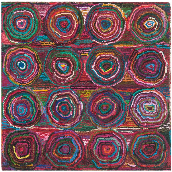 Safavieh Nantucket Pink/Multi 8& x 8& Round Area Rug
