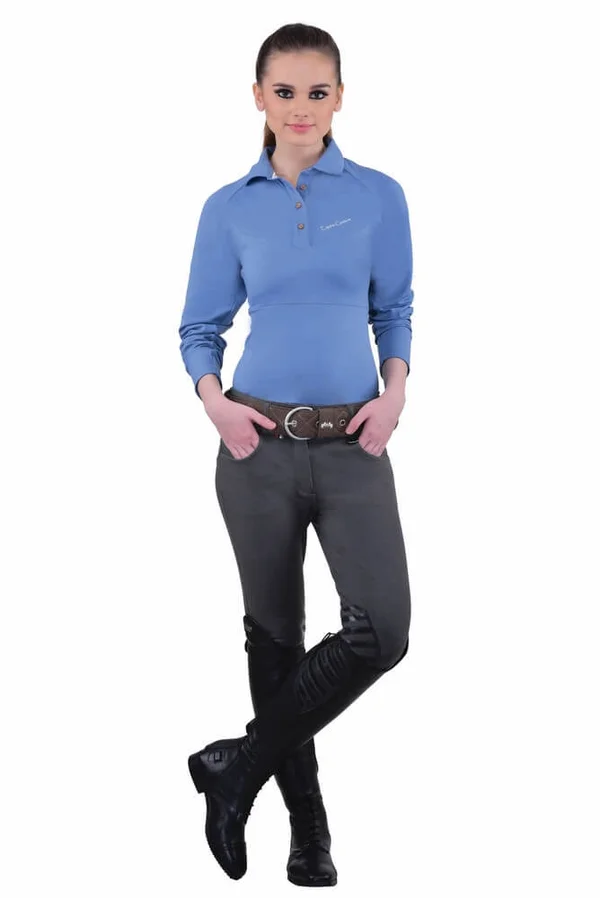Equine Couture Ladies Sophie Silicone Knee Patch Breeches - 36 - White