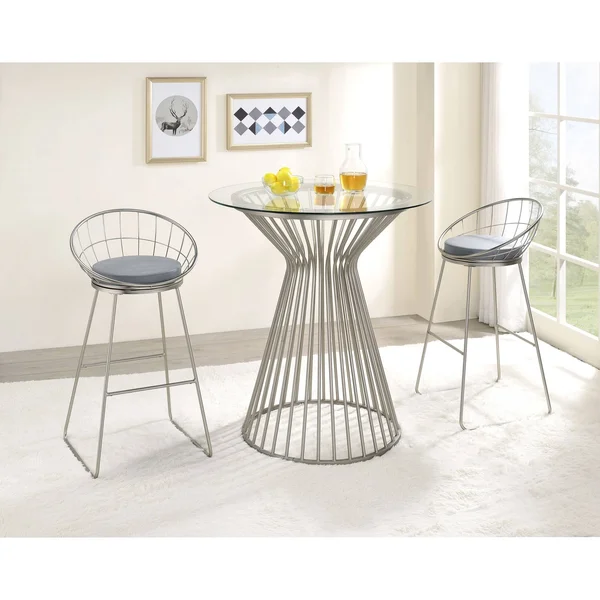 Coaster Matte Brass Round Glass Top Bar Table-183147