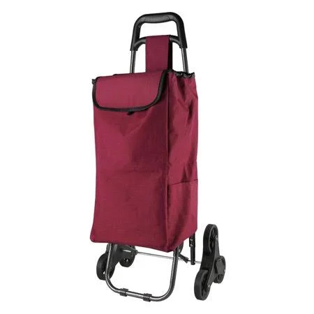 Folding Shopping Trolley Stair Climbing Cart with Bag for Grocery Laundry Utility Cart, Size: others, Red, 16.9 x 9.6 x 35.8 inches