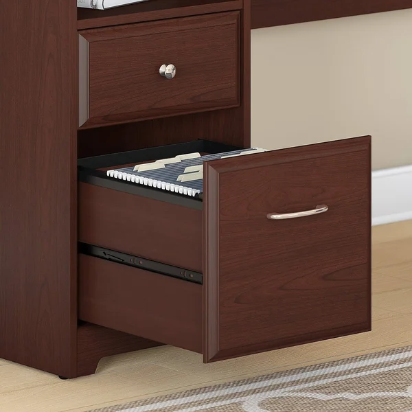 Bush Furniture Cabot 72w L Shaped Computer Desk with Drawers in Harvest Cherry
