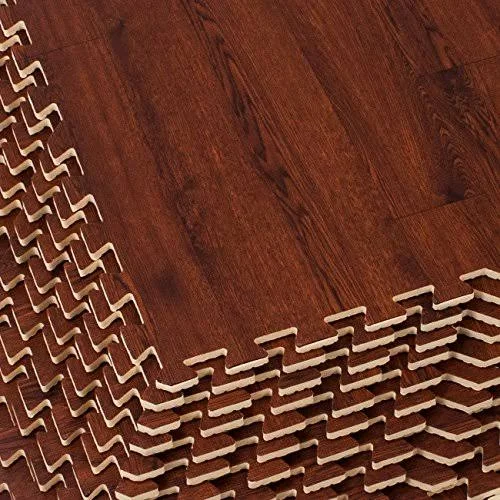 Sorbus Wood Grain Floor Mats Foam Interlocking Mats Tile 3/8-Inch Thick Flooring Wood Mat Tiles Borders - Home Office Playroom B