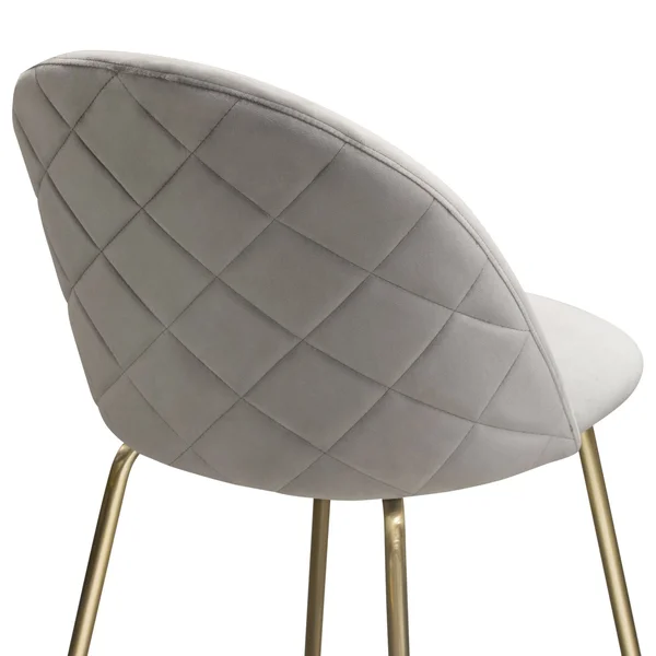 Diamond Sofa Lilly Set of (2) Bar Height Chairs in Grey Velvet w/ Brushed Gold Metal Legs