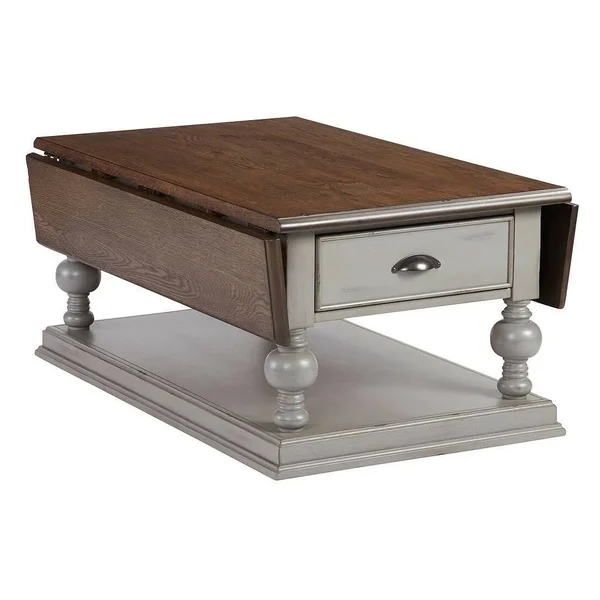 Progressive Furniture Colonnades Drop-Leaf Cocktail Table - Weathered Grey/Oak