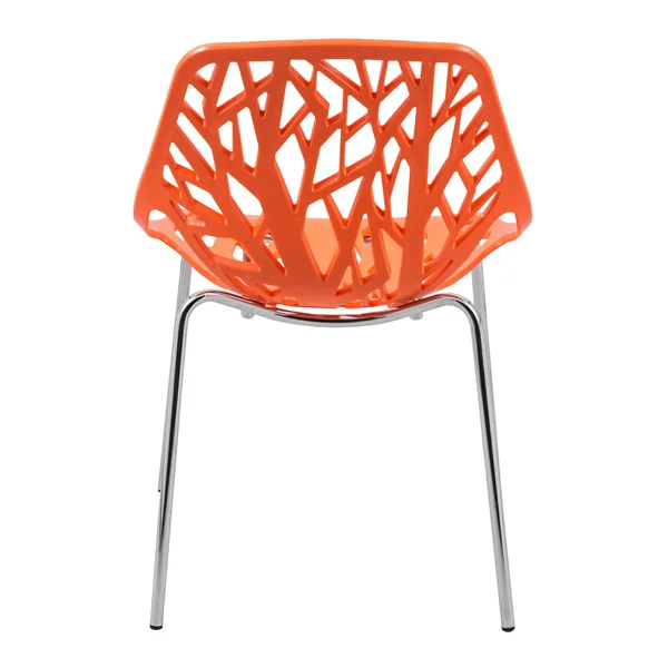 LeisureMod Asbury Orange Open Back Chrome Dining Side Chair Set of 4