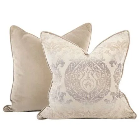 Astoria Grand Pickney Damask Throw Pillow - Beige