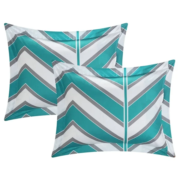 Amaretto Chevron and Geometric Printed Reversible Comforter Set 8 Piece Twin XL Gray Chic Home Design