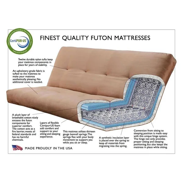 Kodiak Furniture Phoenix Marmont Futon and Mattress - White