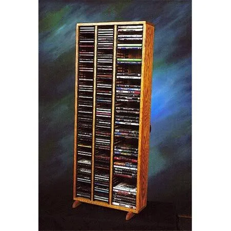 Wood Shed 312-4 CD-DVD Solid Oak Tower for CDs and Dvds - Individual Locking Slots - Size: x 53 H