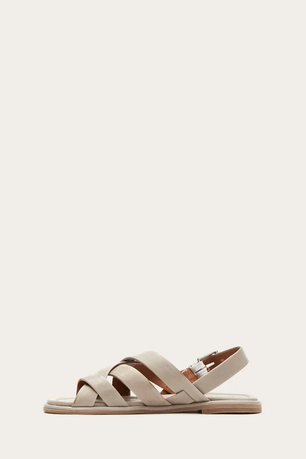 Frye Women's Tait Softy Criss Cross Flat Sandal, Grey