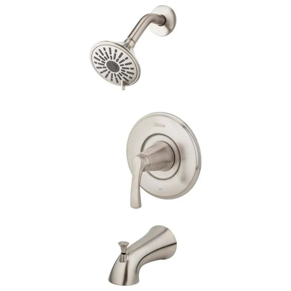 Pfister Masey Brushed Nickel 1-Handle Bathtub and Shower Faucet with Valve 8P8-Ws2-Mcsk