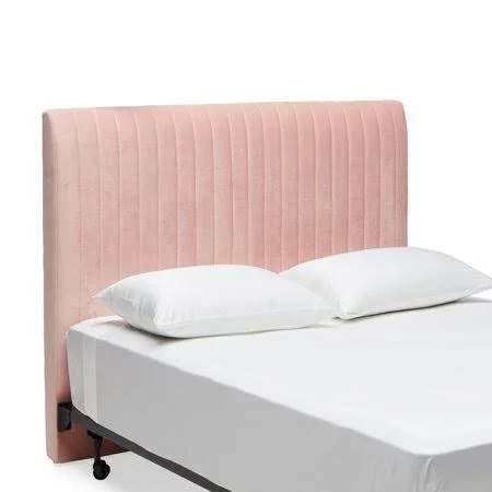 Modrn Glam Marni Channel Tufted Headboard Rose Tan, Size: King