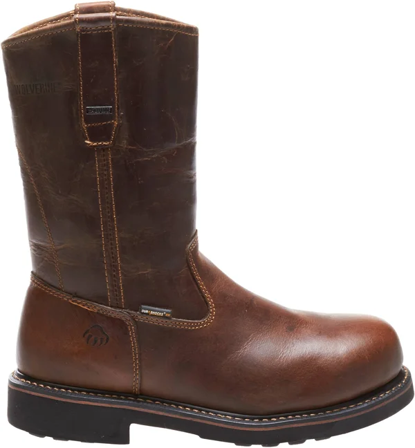Wolverine Men's Brek Wellington Durashocks Waterproof Steel Toe Work Boots, Brown