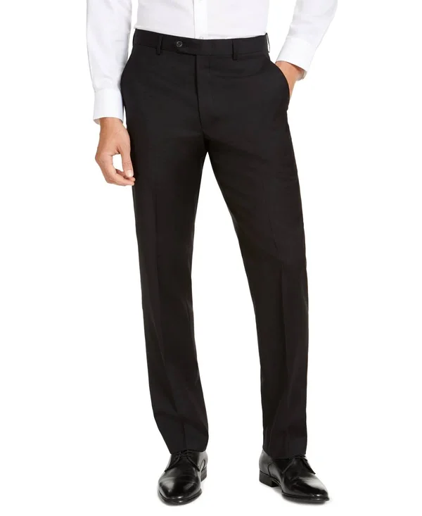 Michael Kors Men's Classic-Fit Airsoft Stretch Suit Pants - Black Solid