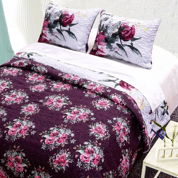 Greenland Home Fashions Rose Touch 3-Piece King Quilt Set