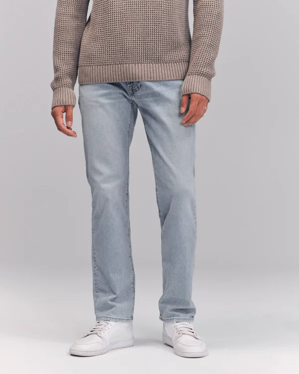 Men's Straight Jeans in Light Wash, Size 28 x 30, Abercrombie & Fitch