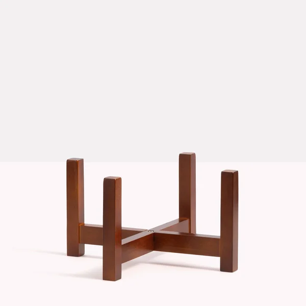 Peach & Pebble, Contour Ceramic Planter + Wood Stand Forest Green, Medium, 12 inch
