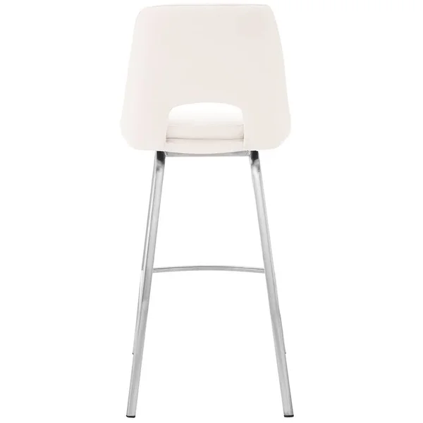 Armen Living Carise White Faux Leather and Brushed Stainless Steel Swivel 26x22 Counter Stool - LCCABABSWH26