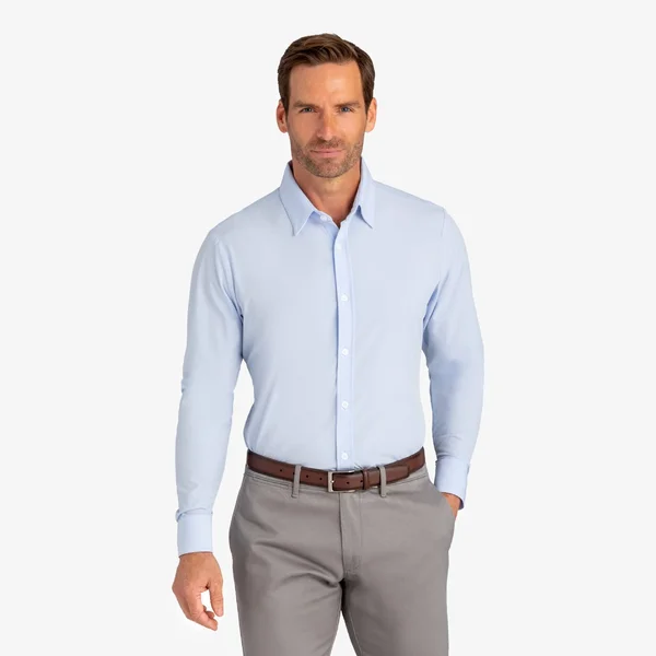 Mizzen+Main Nelson Dress Shirt - Solid Blue: Large: Standard