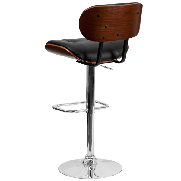 Flash Furniture Adjustable Bentwood Bar Stool - Black/Walnut