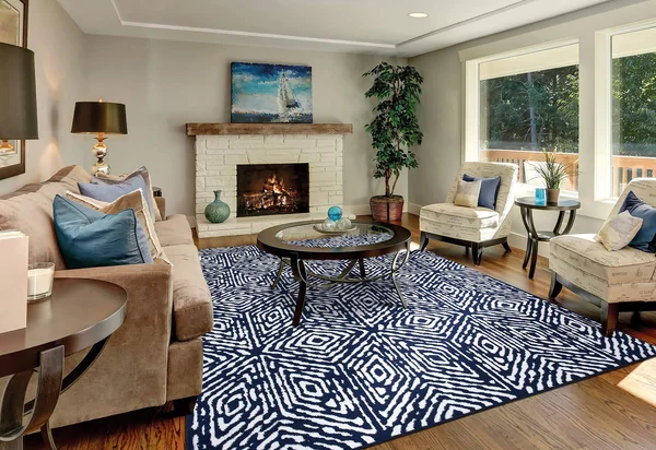 Diagona Designs Contemporary Geometric Cubes Design Modern Area Rug and Runner Rug - Size: 7&10 inch x 9&10 inch, Blue