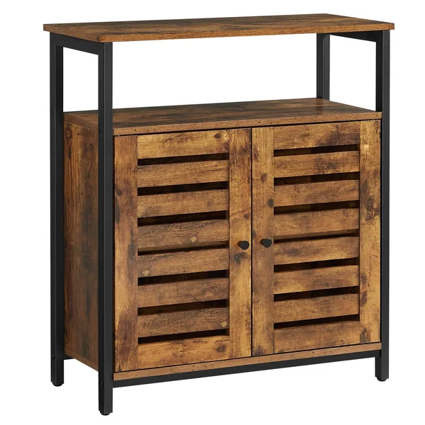VASAGLE Industrial Brown Storage Side Cabinet with Shelf
