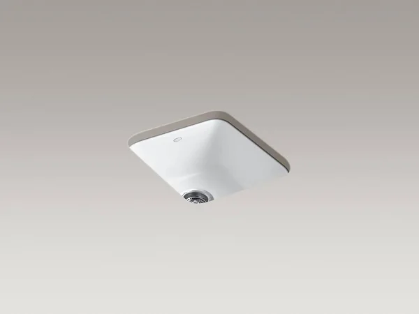 KOHLER K-6584-95 Iron/Tones 17 In. x 18-3/4 In. Top-Mount/Undermount Single Bowl Kitchen Sink, Ice Grey