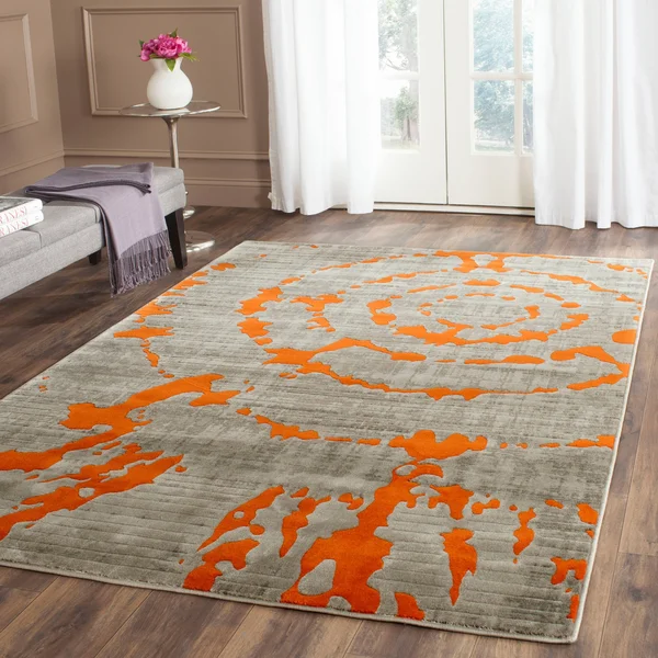 Safavieh Porcello PRL7735F 5&2x22 x 7&6x22 Light Grey - Orange Area Rug