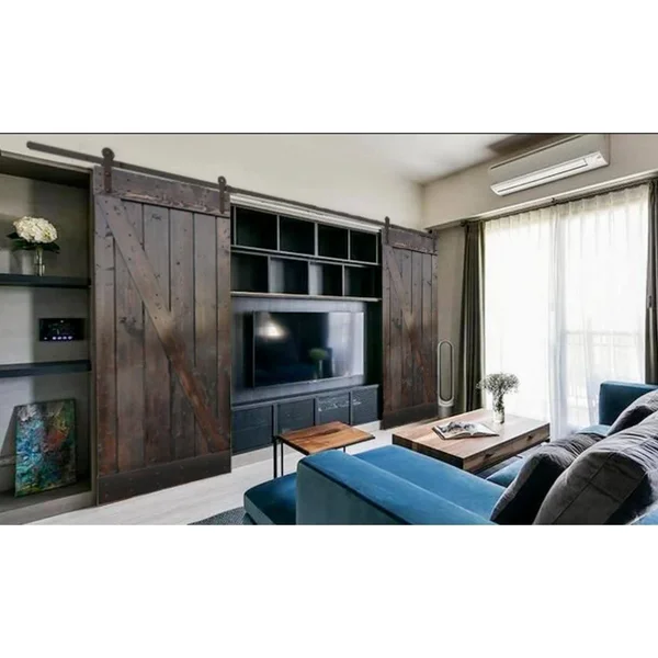 CALHOME Paneled Wood Z Bar Barn Door with Installation Hardware Kit - 36 x 84