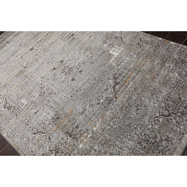 Oriental Rug of Houston 6'07 inchx9' Machine Made Polypropylene KPSI Premium Oriental Area Rug Silver - White Color, Size: 6 x 9