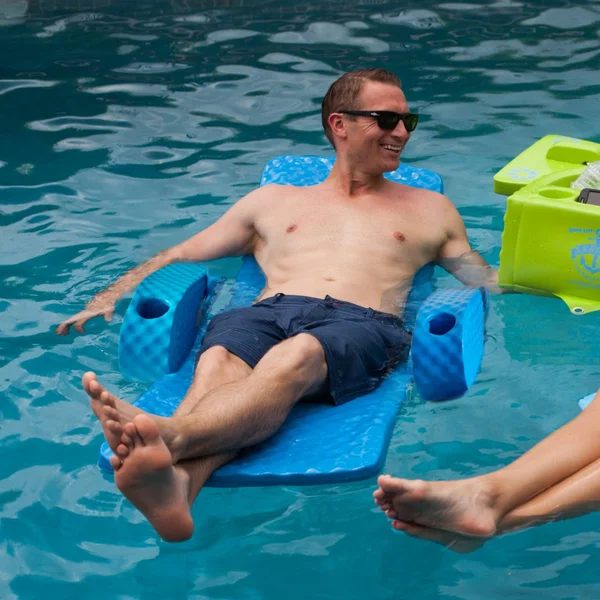 TRC Recreation Folding Baja Float Swimming Pool Water Lounger Chair, Marina Blue