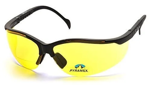Pyramex V2 Bifocal Reader Safety Glasses Protective Eyewear - 2.0 Diopters, Amber