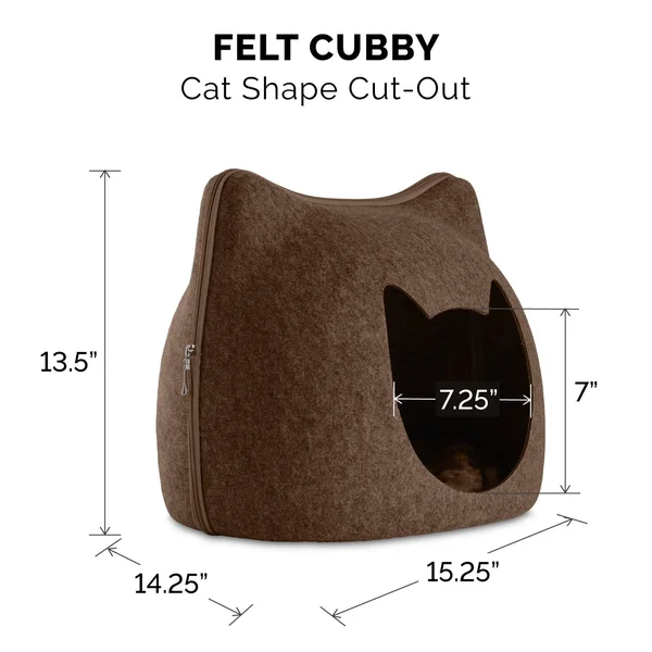 FurHaven Felt Cubby - Cat Shape Cutout Pet Bed