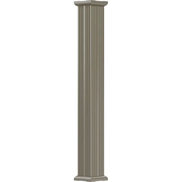 AFCO 4x22 x 10& Endura-Aluminum Column, Square Shaft (FOR Post Wrap Installation), Non-Tapered, Fluted, Wicker Finish w/ Capital