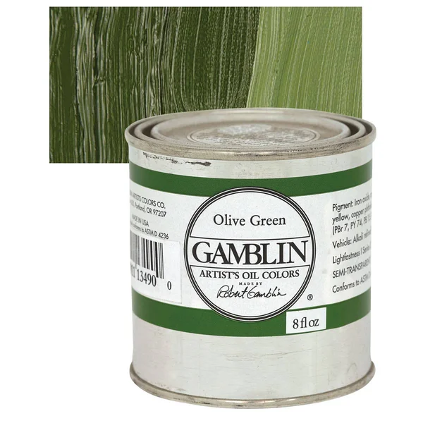 Gamblin Artist&s Oil Color - Olive Green, 8 oz Can