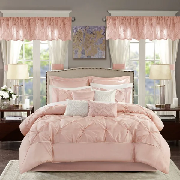 Madison Park Essentials - Joella 24 Piece Room in A Bag - Blush - Cal King