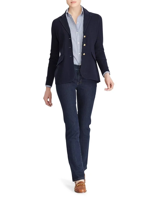 Lauren Ralph Lauren Women's Sweater Knit Blazer - Lauren Navy - XL
