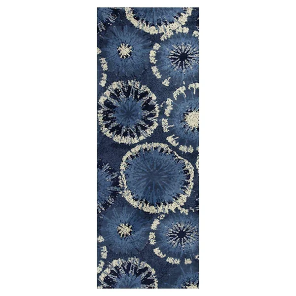 Kas Allure 4050 Blue Starburst Rug - 2 ft 3 in x 7 ft 6 in Runner