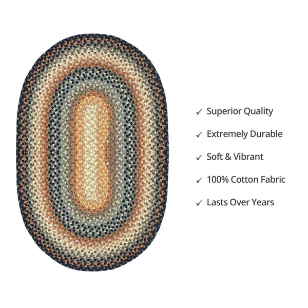 Homespice Decor 27x22 x 45x22 Oval Cocoa Bean Cotton Braided Rug