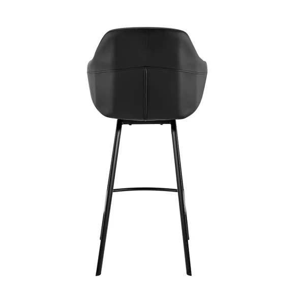 Armen Living Brigden Gray Faux Leather and Black Metal Swivel 30x22 Bar Stool