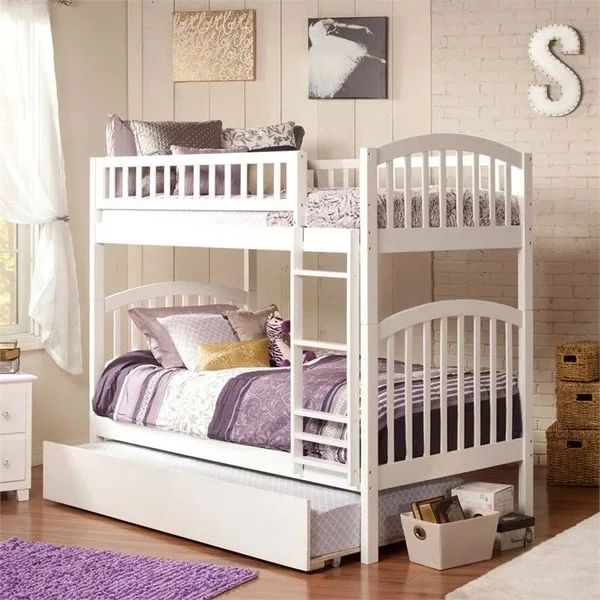 Atlantic Furniture Richland White Urban Trundle Twin Over Twin Bunk Bed
